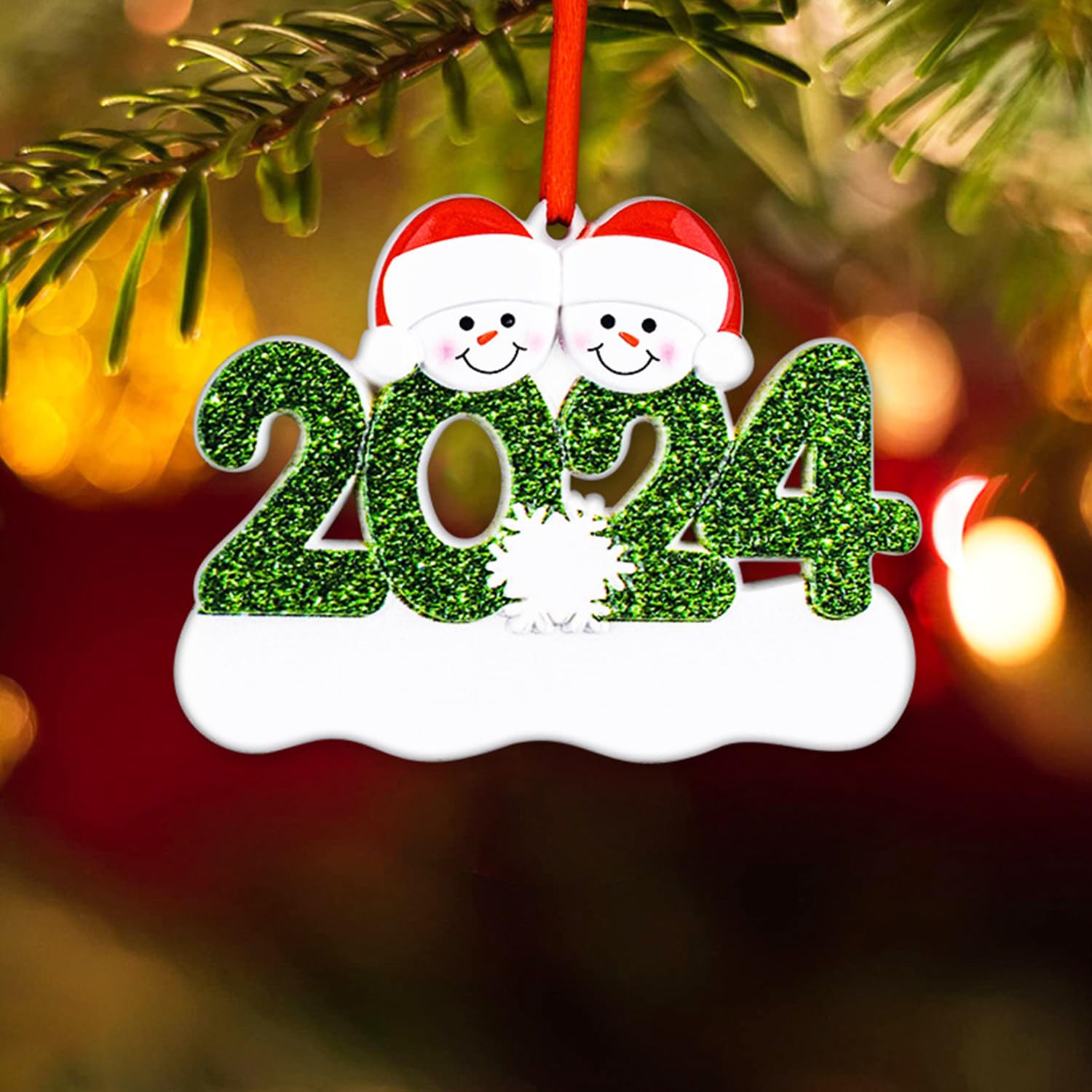 Personalised Christmas Tree Decorations, Christmas Bauble Family of 2, Snowmen Christmas Baubles for Christmas Tree, 2024 Xmas Tree Baubles with Name, Xmas Gifts for Mom Family Kids (Family of 2)
