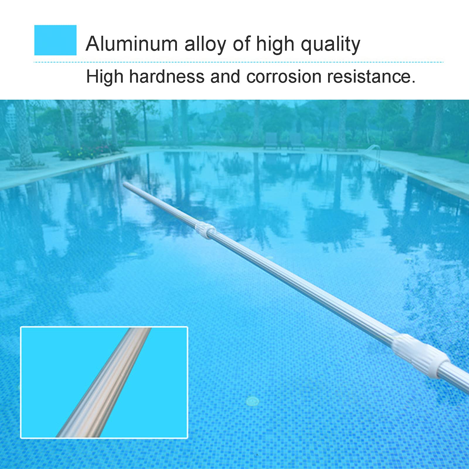 Pilipane Swimming Pool Pole,36.2" Aluminium Telescopic Pole for Skimmer Nets,2 Section Pole for Swimming Pool Cleaning,Swimming Pool Pole Compatible with Most Skimmer Nets - Image 4