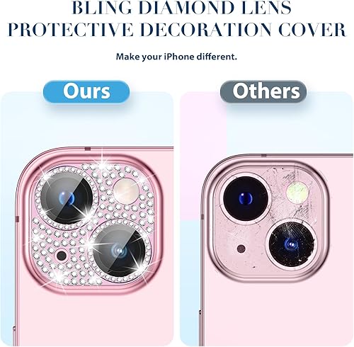 Miniatura 6 de Goton Funda de metal brillante para cámara iPhone 1515 Plus, protector de lente de cámara de vidrio templado, accesorios de diamante con purpurina