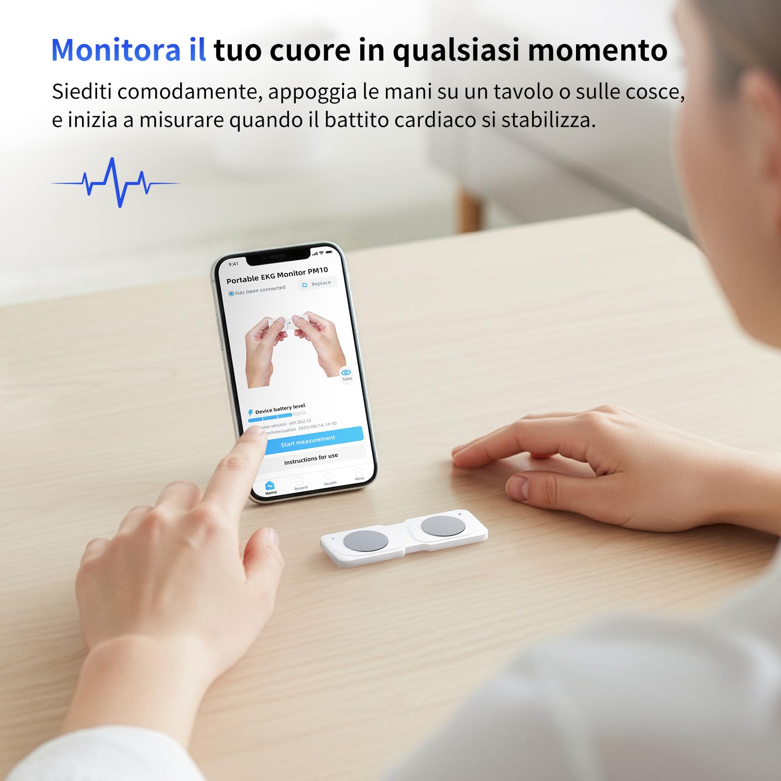 Monitor ECG mobile, dispositivo ECG personale, rileva fibrillazione atriale, bradicardia o tachicardia in 30 secondi, cardiofrequenzimetro, app per iOS/Android