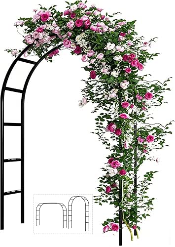 Adorox 7.8ft Garden Arch Trellis for Climbing Plants, Metal Arch
