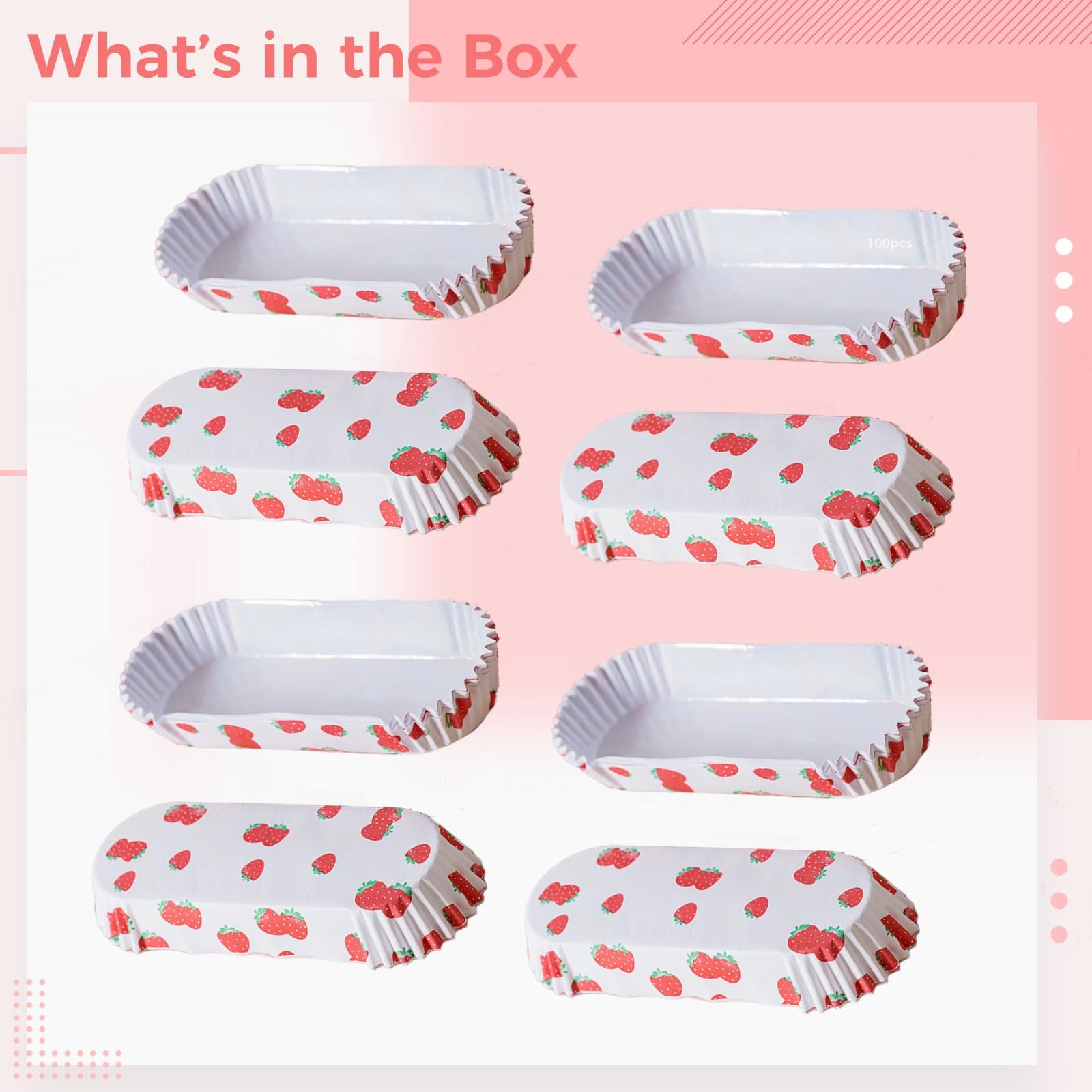 Lot de 100 barquettes alimentaires en papier à motif fraise, forme bateau, design frais et mignon, 14,5 x 5 x 2,5 cm, résistantes aux graisses, antiadhérentes, jetables, pour fêtes et mariages