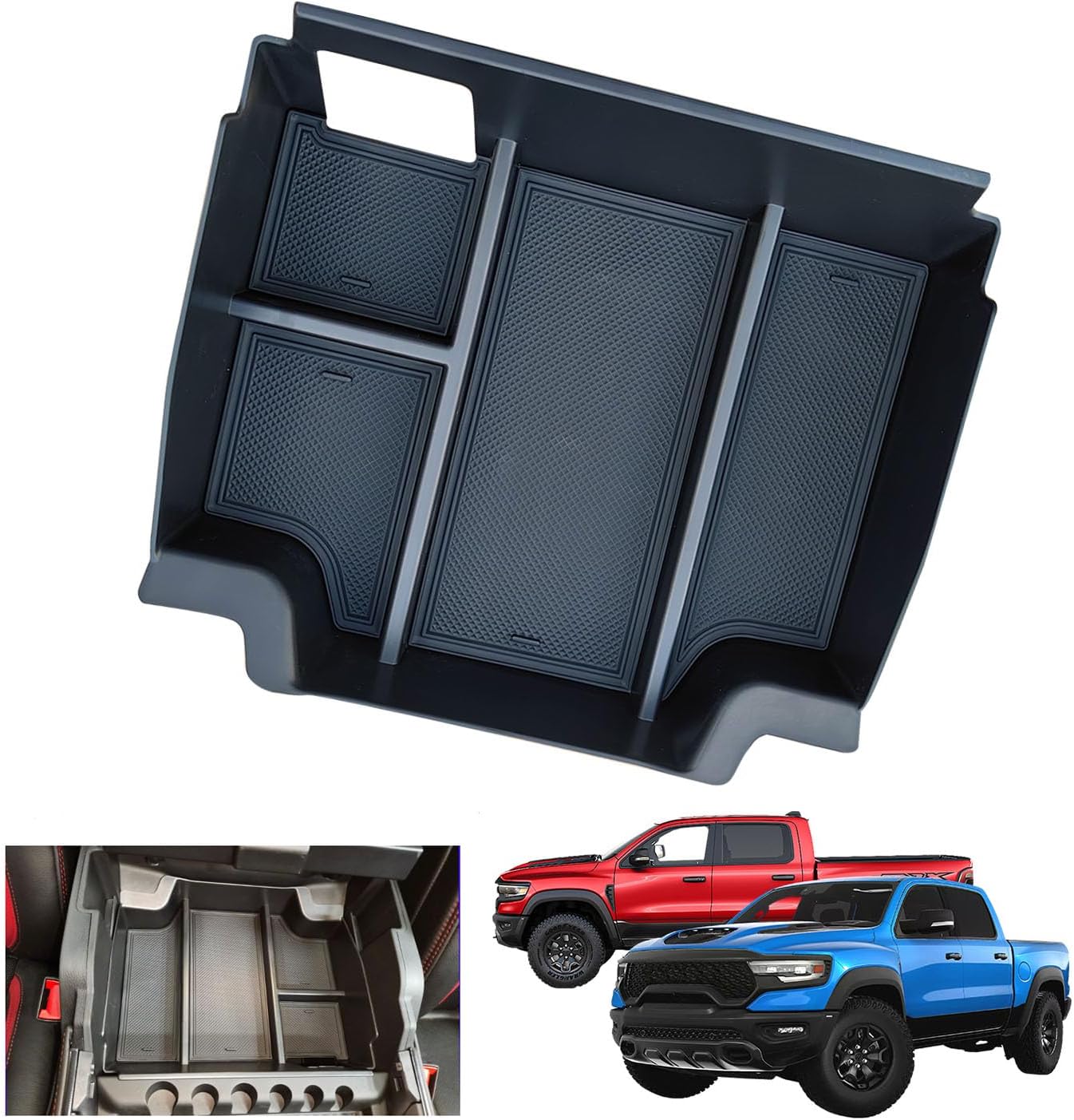 2024 Ram 1500 TRX Lower Center Console Organizer Tray for 2019-2022 2023 2024 Dodge RAM TRX 1500 Second Layer Center Armrest Glove Storage Box 2024 Ram 1500 TRX Accessories