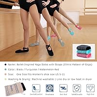 Vista 71 de Ozaiic - Calcetines de yoga para mujer con correas y agarres antideslizantes, ideales para pilates, Pure Barre, ballet, danza y entrenamiento