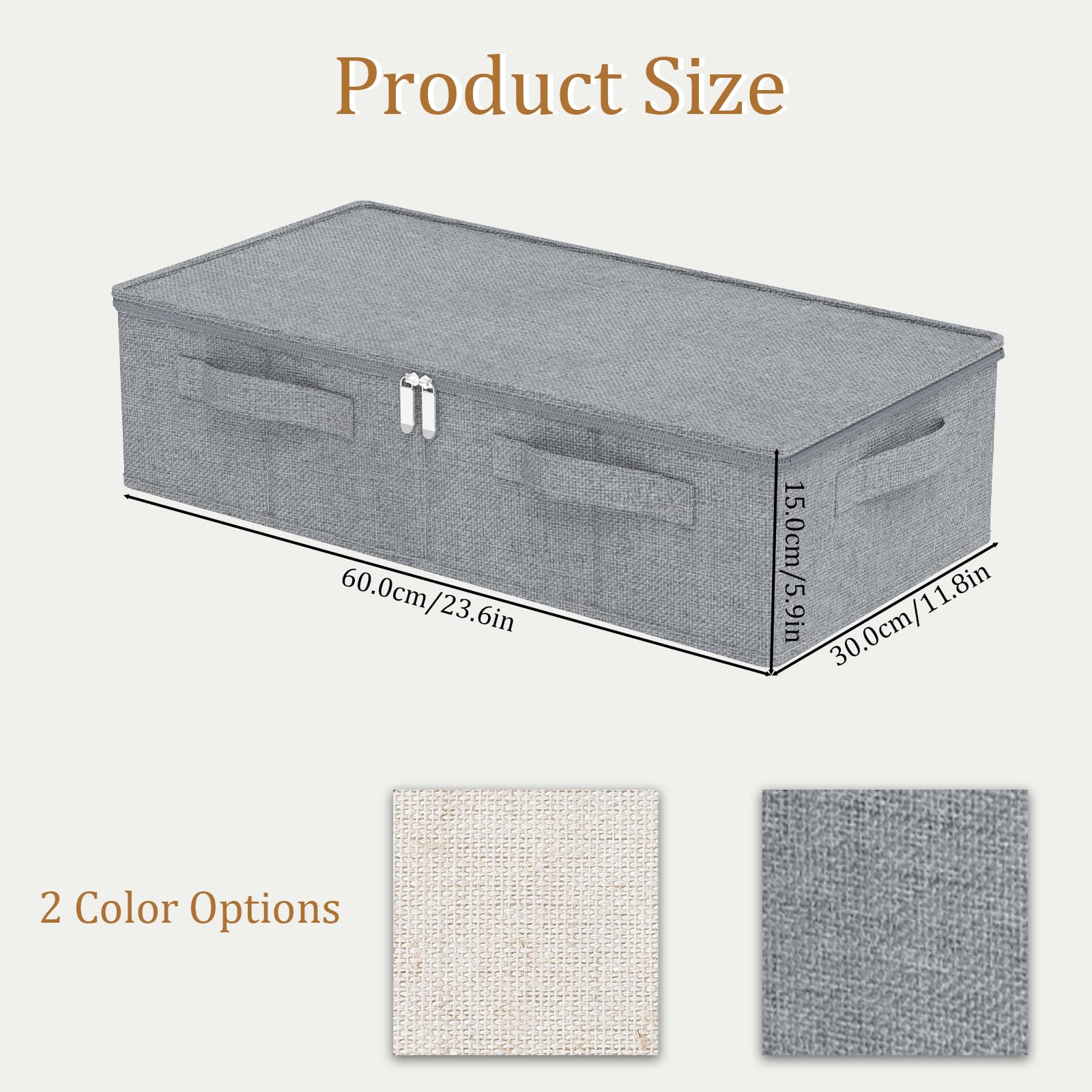 2 Pezzi Sotto la Contenitore Portaoggetti del Letto, Scatole di Stoccaggio Pieghevole, Organizer Armadio, Utilizzato per Riporre Vestiti e Scarpe, 60×30×15cm, Grigio