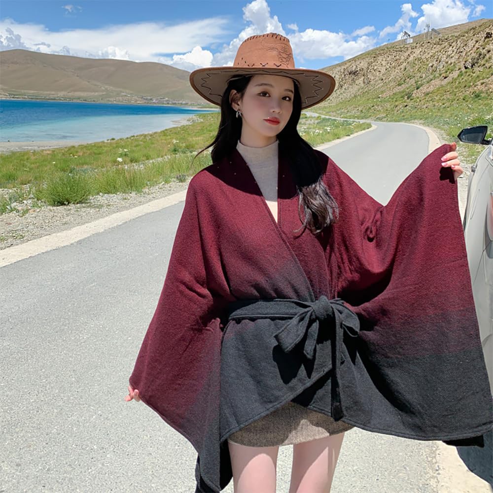 130 x 150 cm, invernale calda sciarpa a poncho, per cintura, autunno, antivento, in lana, per il collo, in cashmere, idea regalo per la mamma gattin (P1341)