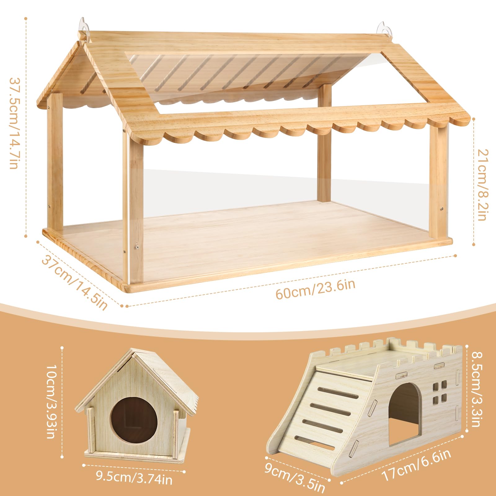 Jaula acrílica para hámster de 24 Pulgadas con 2 Casas pequeñas para hámsteres, jaulas de cobayas, de Larga duración, fácil de Limpiar, diseño de visión Clara para Mascotas pequeñas activas