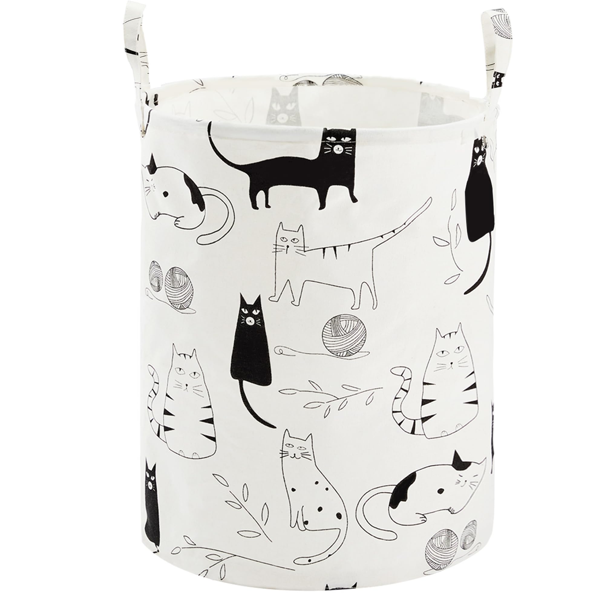 Baby Laundry Basket Nursery Hamper with Long Handles, Cartoon Cat