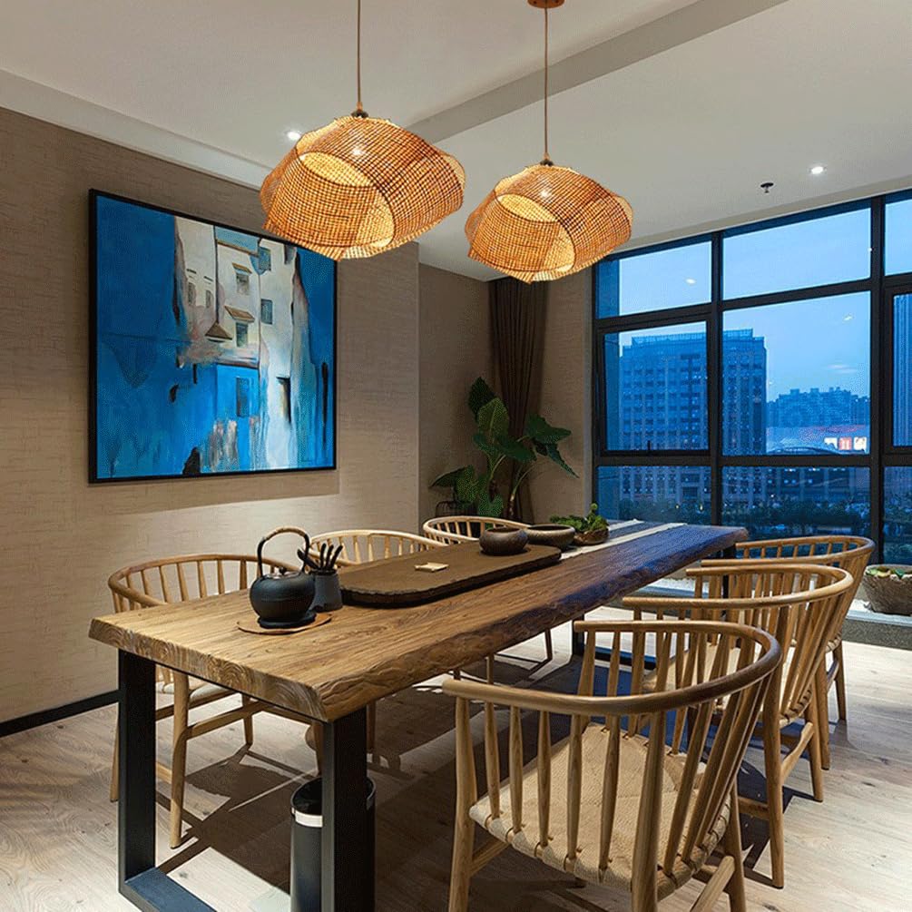 Lampada A Sospensione in bambù, Luci in Rattan Lampada A Sospensione Personalizzata Creativa Lampadario in Vimini Naturale Intrecciato A Mano Soffitto A Nido D'uccello per Sala Riunioni