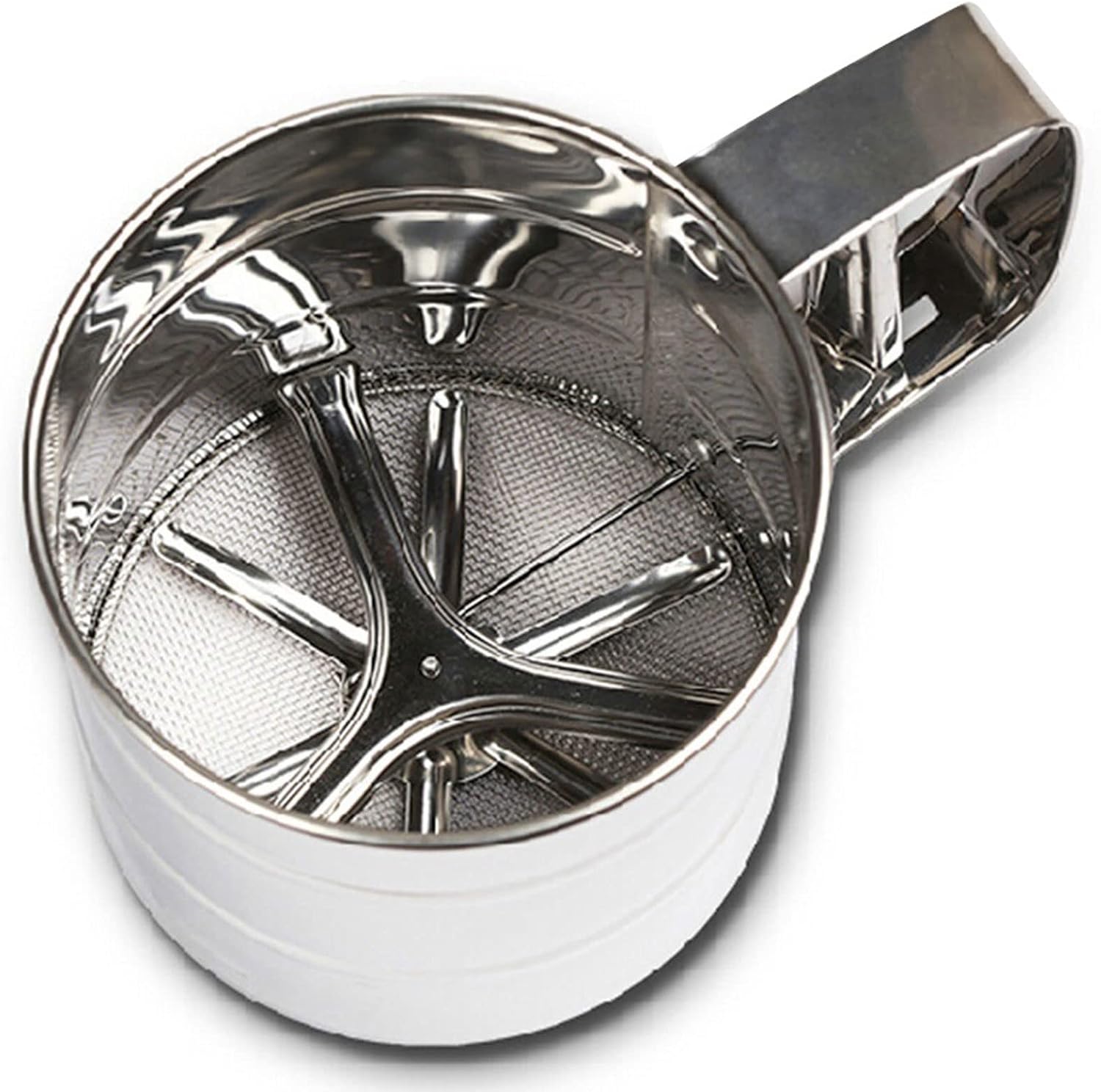 ,Mold Stainless Steel Mesh Flour Sifter Mechanical Baking Icing Sugar Shaker Sieve Cup Shape Bakeware Baking Pastry Tools