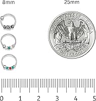 Vista 5 de Creations - 3 aros de plata hechos a mano para piercing de cartílago, hélice, plata de ley 925, calibre 22, triplete de aros originales únicos