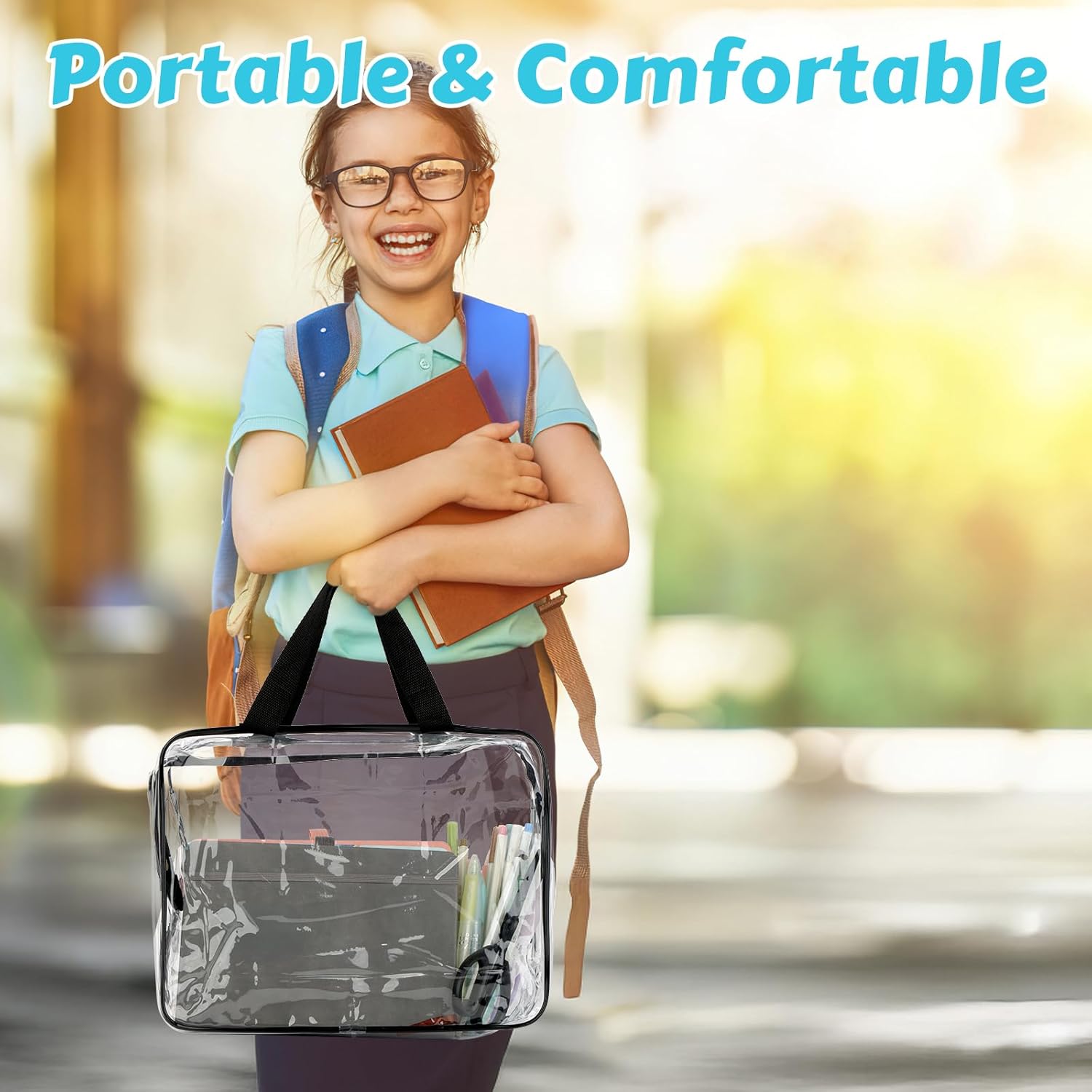 4 Pack Toy Storage Bags, Clear PVC Toy Organizer with Zipper, Large Black Waterproof Reusable Toy Bags with Labels for Puzzles, Building Blocks, Board Game, Stationery, Kids Books