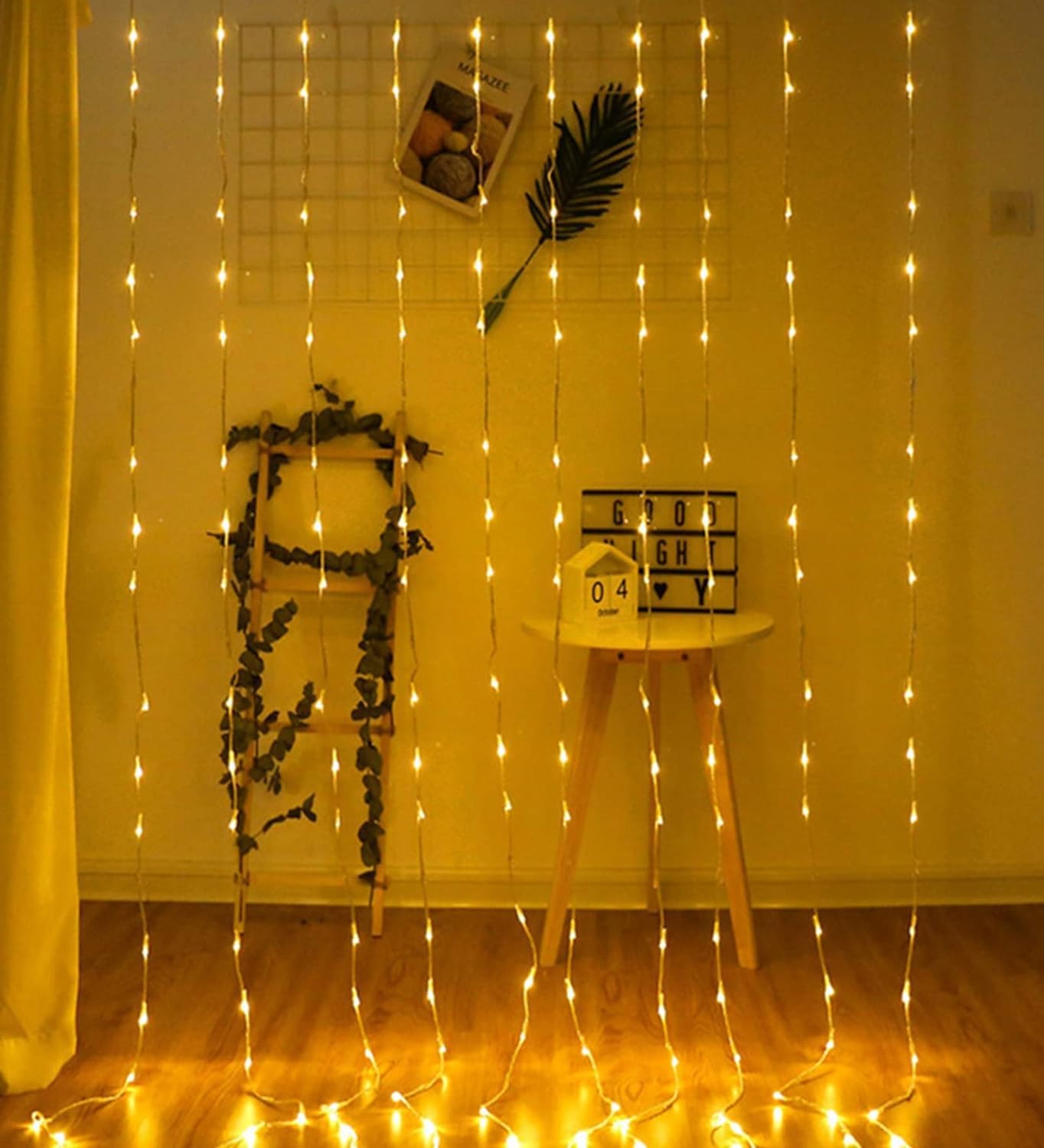 Desidiya Waterfall Curtain String Lights - 180 Warm White LEDs, 8 Modes, 10x10 Feet, 3 Meters - Perfect for Decoration-image-21
