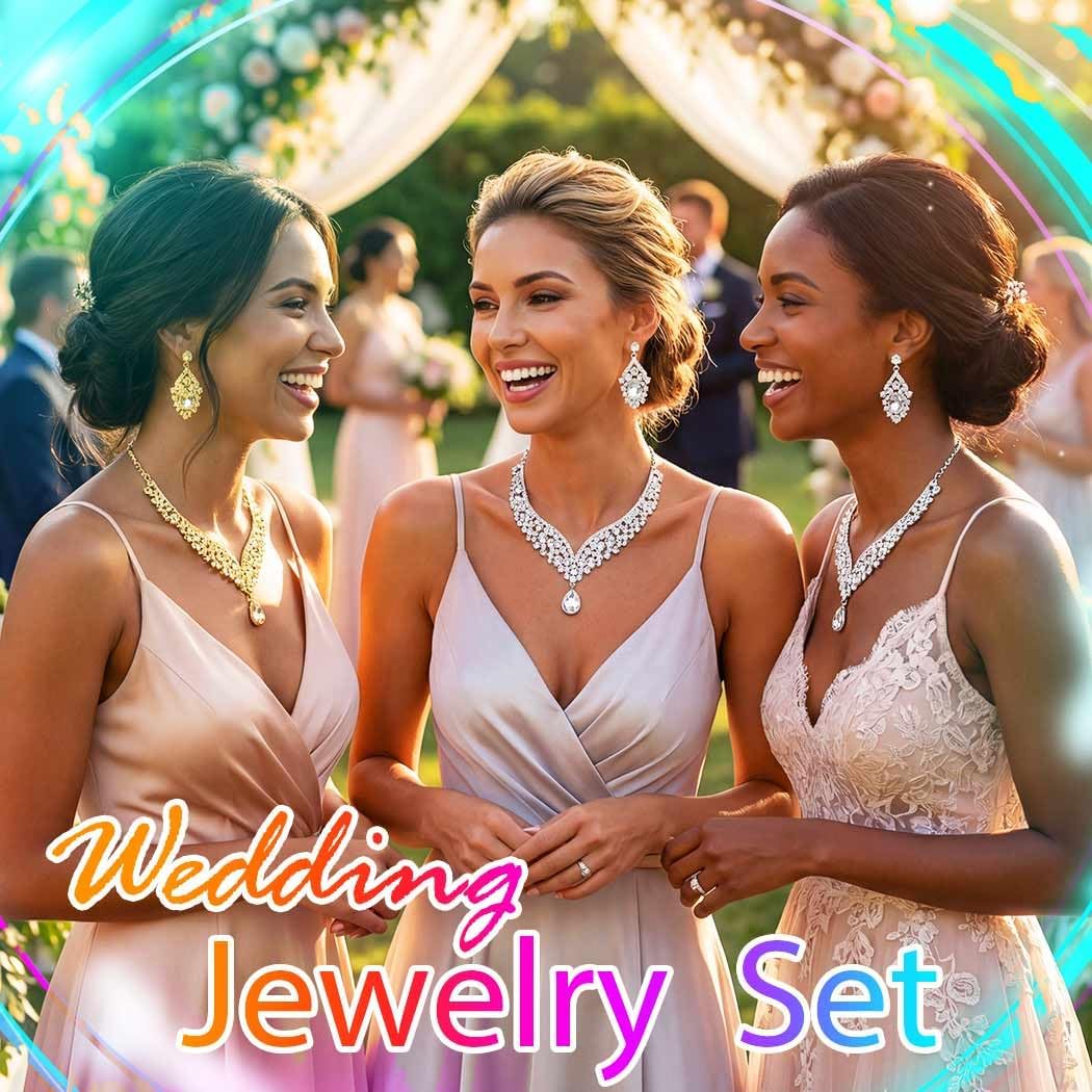 Aukmla Rhinestone Wedding Jewelry Sets Silver Crystal Bridal Necklaces and Earring Set Prom Jewelry for Brides and Women - Image 7