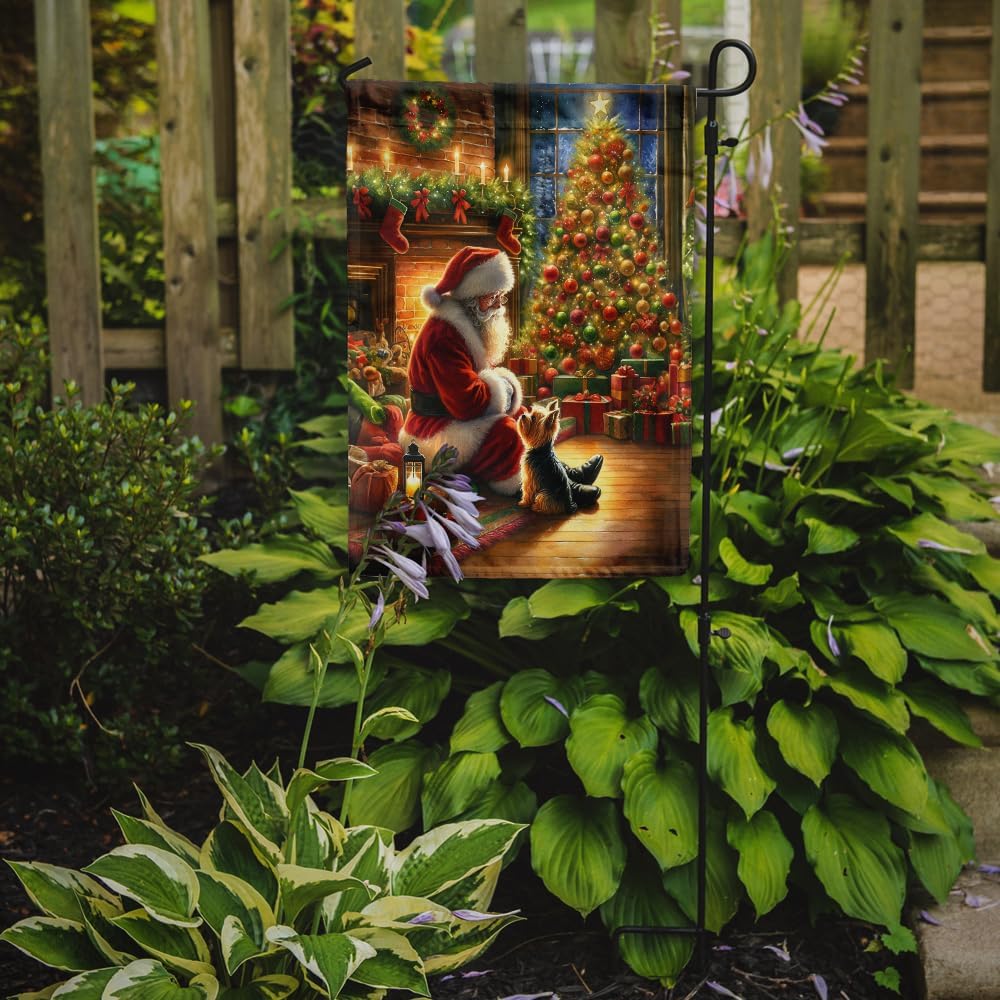 Caroline's Treasures DAC4173GF Yorkshire Terrier Yorkie and Santa Claus Garden Flag Mailbox Flag Decorative Yard Flag Banner Outside Patio Artwork Yard Flower Beds, Garden Size, Multicolor