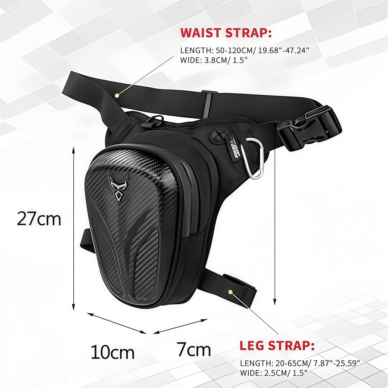 Sac de cuisse de moto extensible avec 3 poches zippées en EVA imperméable pour homme et femme, sangle de taille réglable pour cyclisme, randonnée, pêche, utilisation tactique, sport
