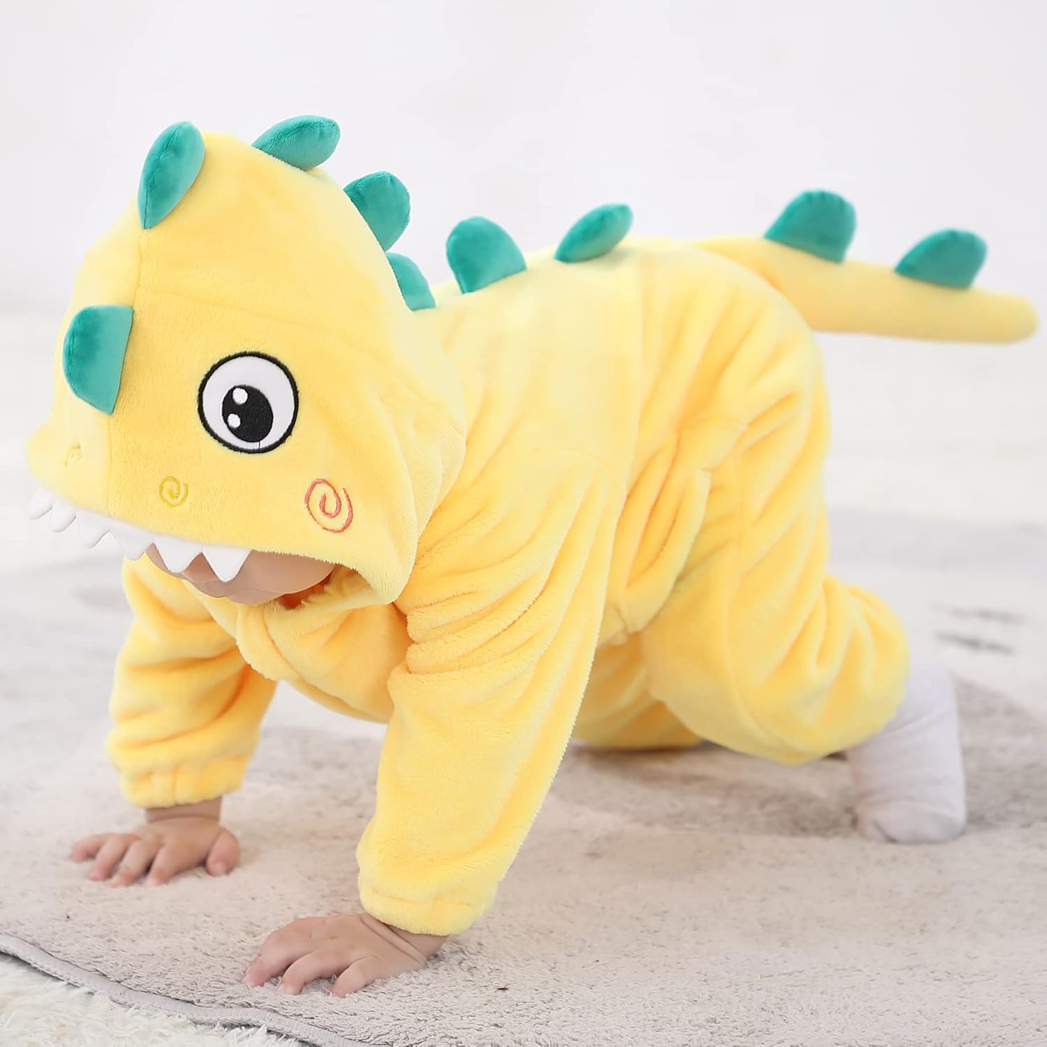 TONWHAR Dinosaur Costume for Toddler Boys & Girls, Cute Baby Animal Romper Halloween Dress Up Onesie - Image 8