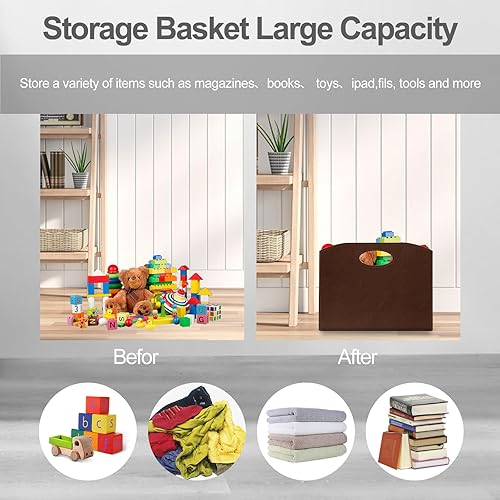 Miniatura 9 de Estante plegable de piel sintética para revistas, con asa, para guardar libros de periódicos, organizador de carpetas de archivos para el hogar u