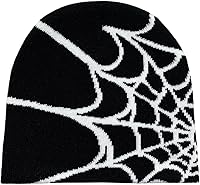 Pooyikoi Y2K Gothic Spider Beanie Hat - Warm Acrylic Knit Skull Cap for Men Women Winter Outdoor Casual