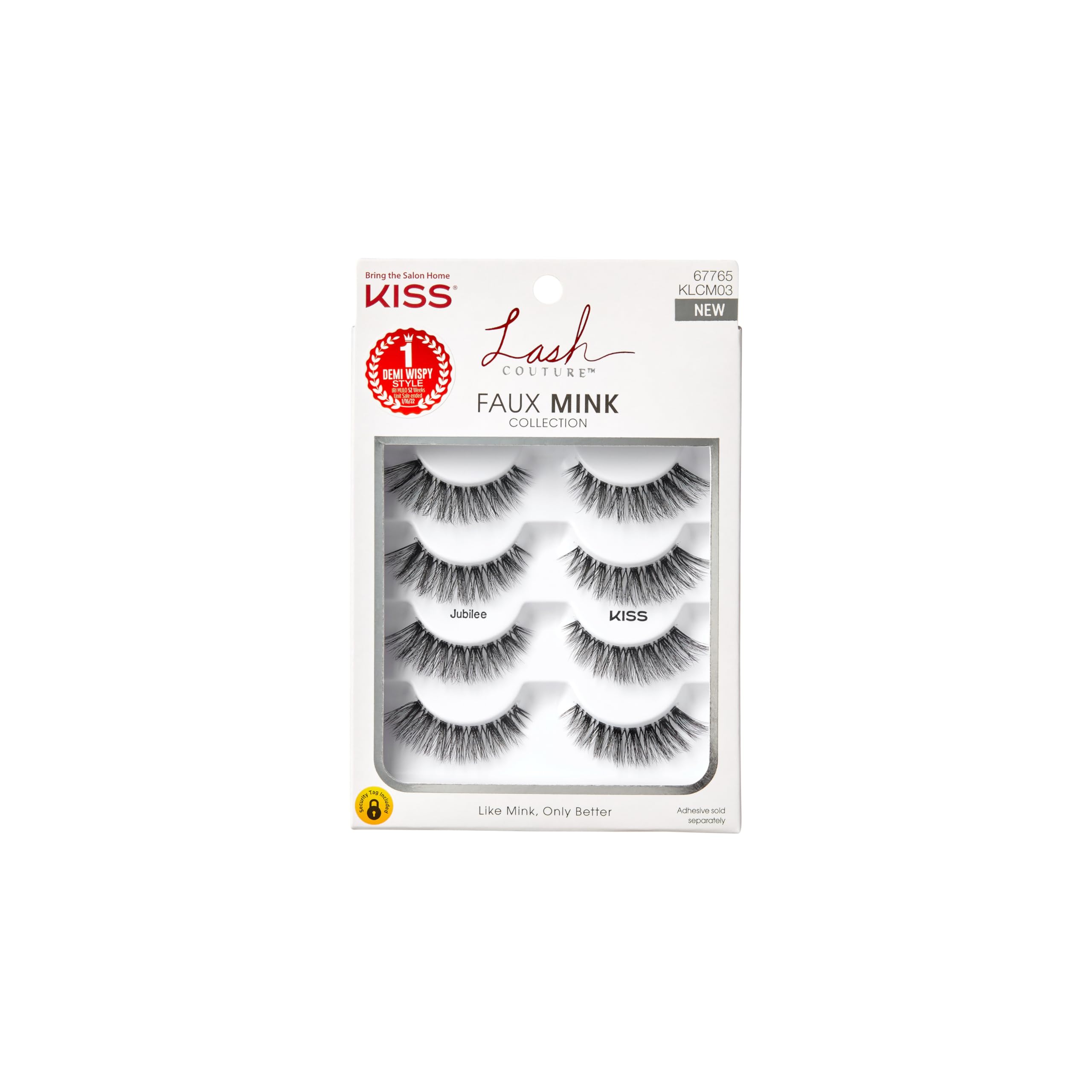 KISS Lash Couture Faux Mink False Eyelashes Multipack, ‘Jubilee’, 10mm, Multiple Lengths, Reusable, Cruelty Free, Vegan, Exclusive Knot-Free Lash Band, 4 Pairs