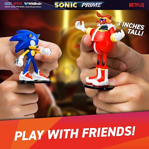 Miniatura 3 de Sonic Prime: Figuras de acción – Paquete de 8 – Personajes coleccionables articulados de 3 pulgadas en las bases, caja de ventana de lujo,