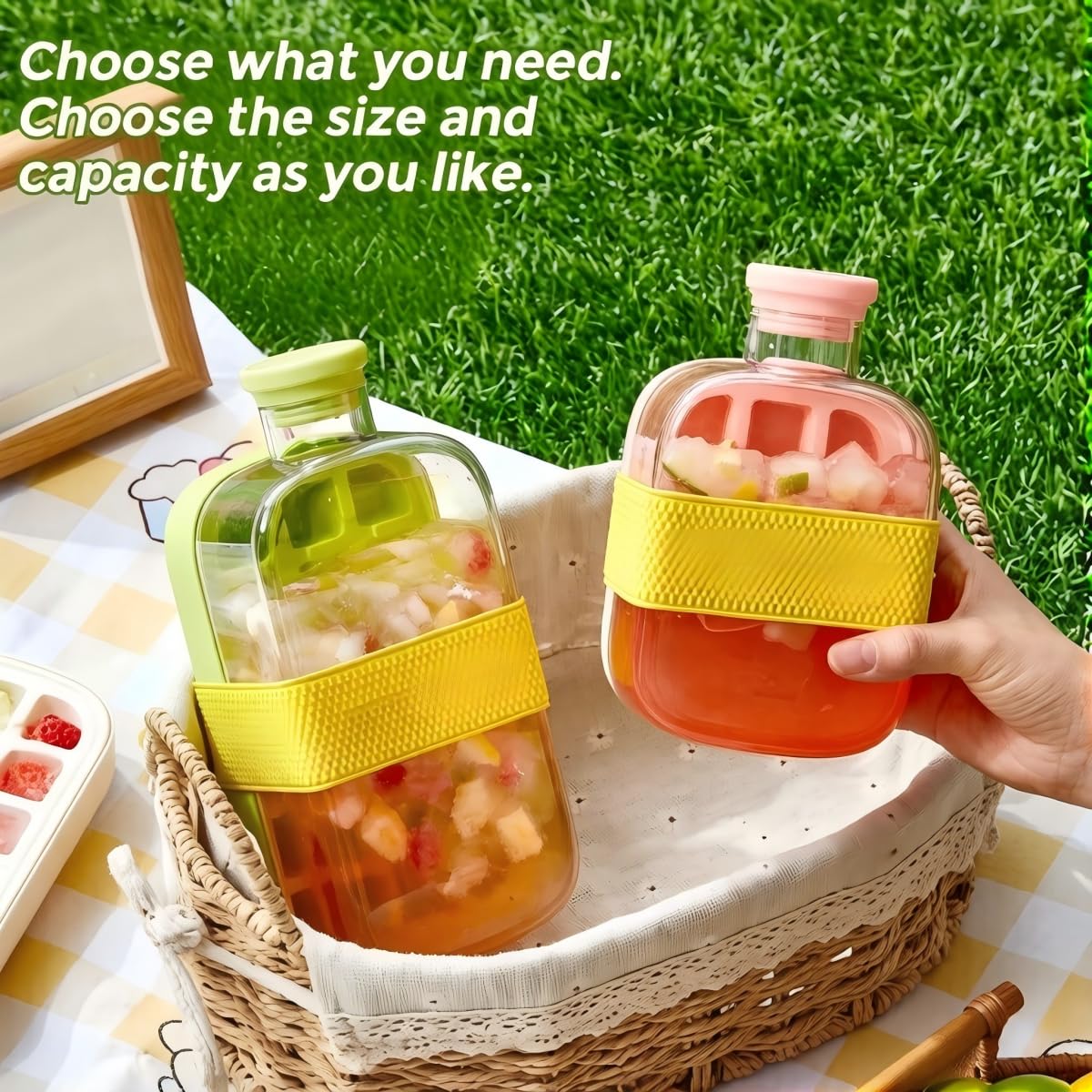 2-In-1 Ice Cube Maker Bottle With Straw, Portable Water Bottle With Ice, Touch-Free Ice Release, Quick Ice Maker For Travel, Gym, Outdoor, Home Use (Green, 800ml) on Fridge.com - View 3