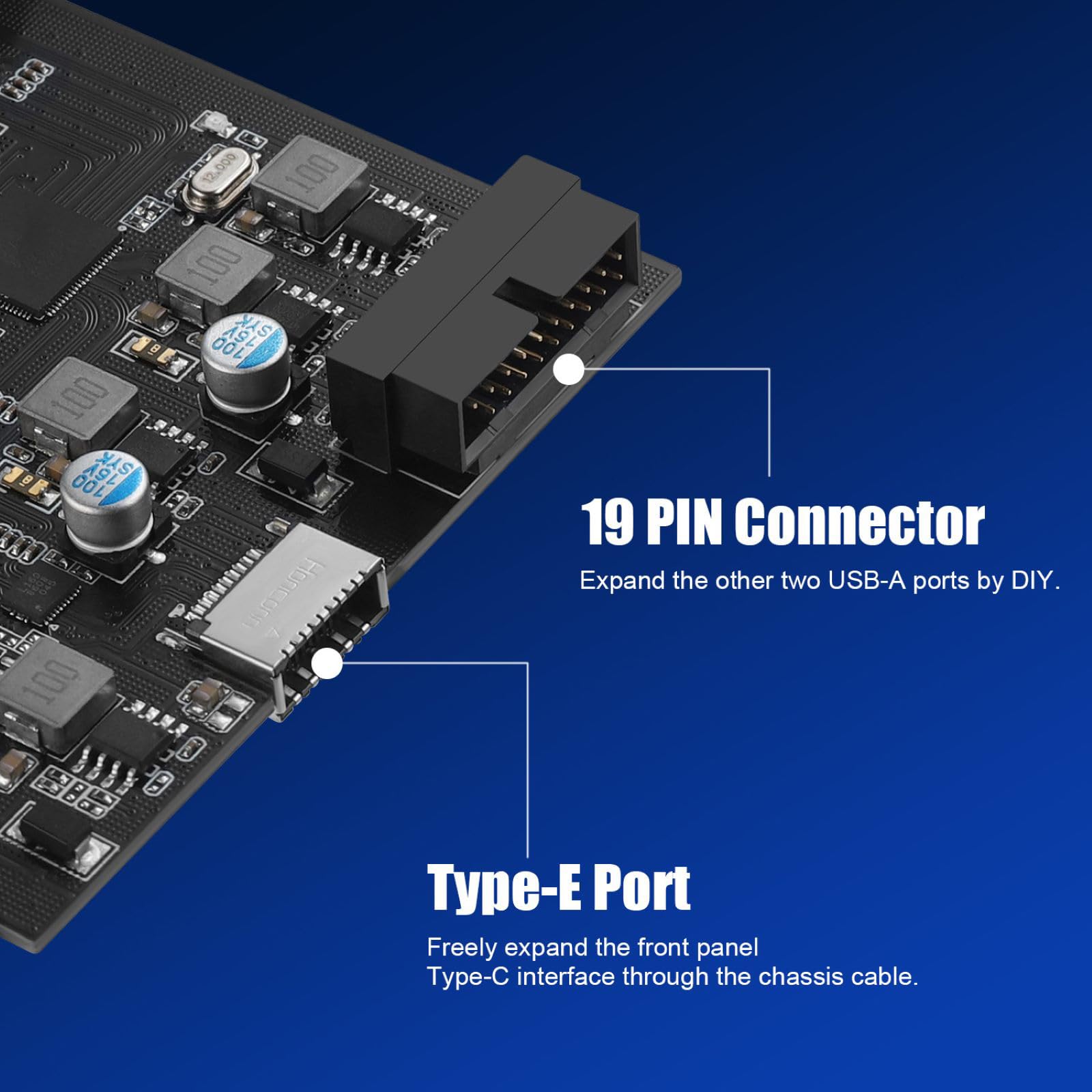 High Speed PCI Express to Type C USB-A Type-E 19-PIN Expansion Card 6-Ports USB PCIe Card
