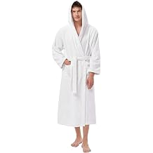 SIORO Mens Terry Hooded Bath Robe, Soft Plush Long Cotton Towel Robes for Spa, Shower, Full Length Big and Tall Bathrobes