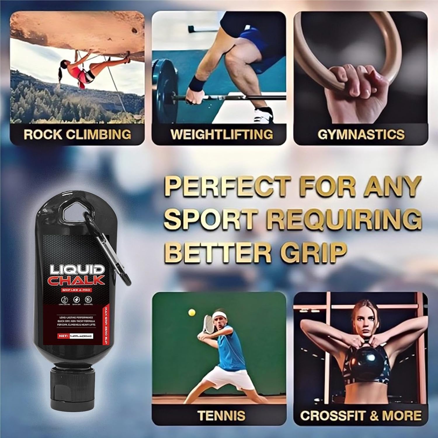 Liquid Chalk Gym 50ml Anti-Slip Lifting Supplies | Rock Climbing Chalk for Men Women Powerlifters Weightlifters Athletes Gymnasts Trainers Competitors Gym Studio Bouldering