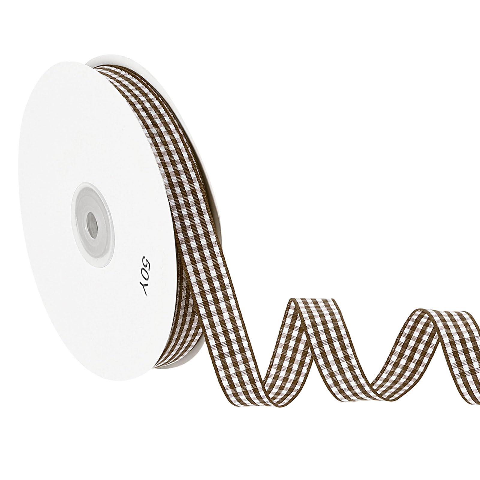 Ruban à carreaux nylon marron indéformable pour loisirs créatifs
