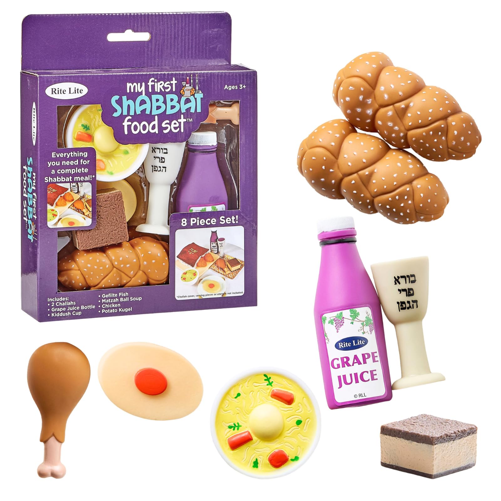 Rite Lite My First Shabbat Food Set - Shabbat Gift Set for Kids, Jewish Kids Gift, Judaica Pretend Play, Fun & Educational Shabbat Bulk Gift Set!