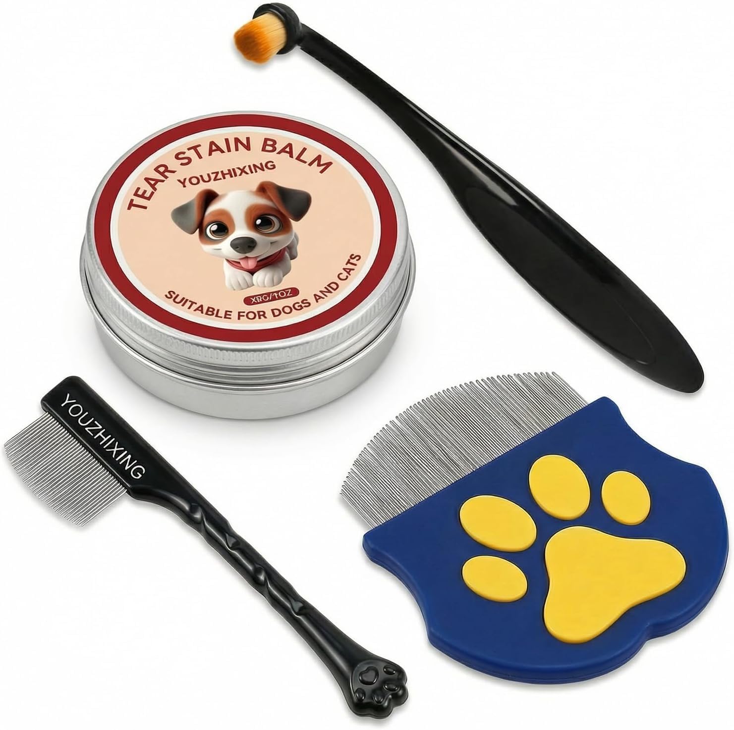 YOUZHIXING Pet Facial Grooming Kit for Dogs & Cats – Natural Fur Balm & Grooming Tools – Gentle Grooming Set for Maltese, Shih Tzu, Poodles & Cats (black, 2in1) — view 9