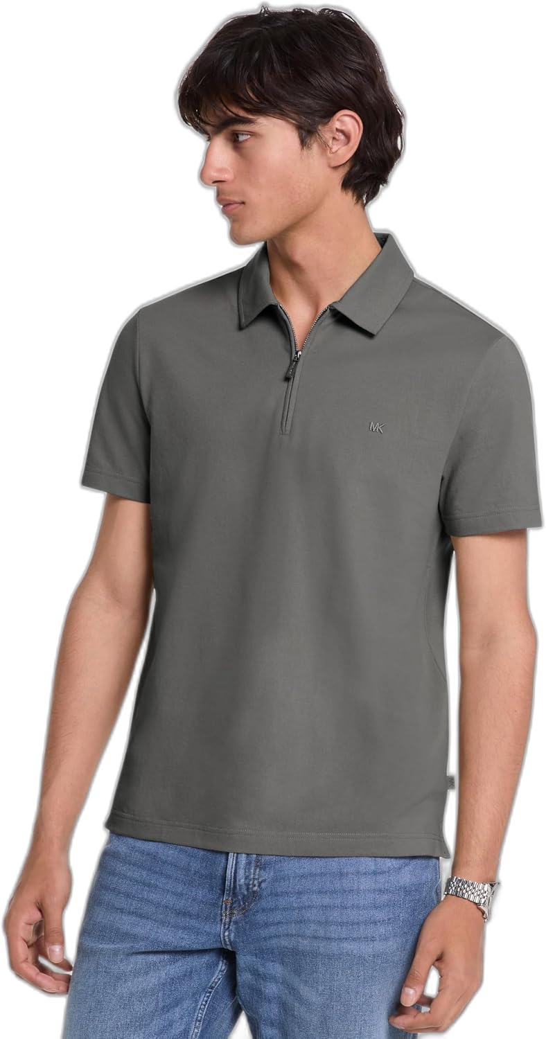 Michael Kors Men's Sleek Pique Short Sleeve Zip Polo