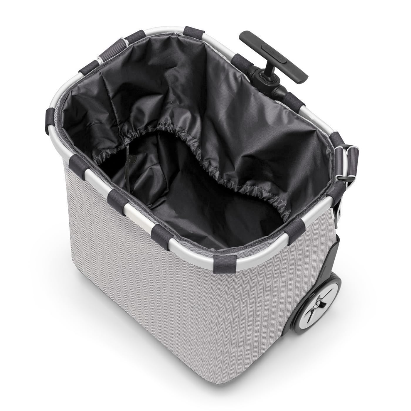 reisenthel carrycruiser Tragbarer Einkaufstrolley mit stabilem Aluminiumrahmen, Schultergurt und herausnehmbarer Netz-Innentasche Aus wasserabweisendem Material, Couleur: Herringbone Grey