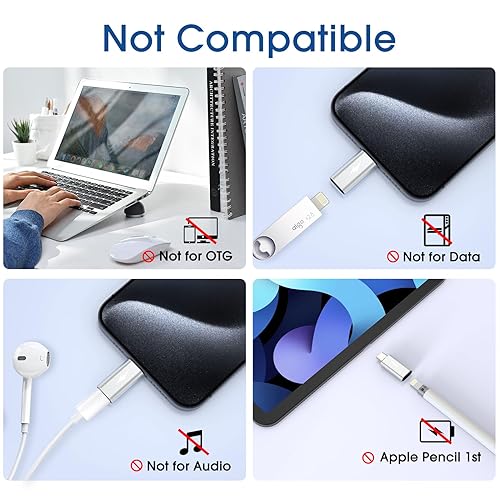 Miniatura 5 de TechMatte Paquete de 3 adaptadores Lightning a USB-C, carga rápida PD compatible con teléfonos 15PlusProPro Max y más dispositivos tipo C,