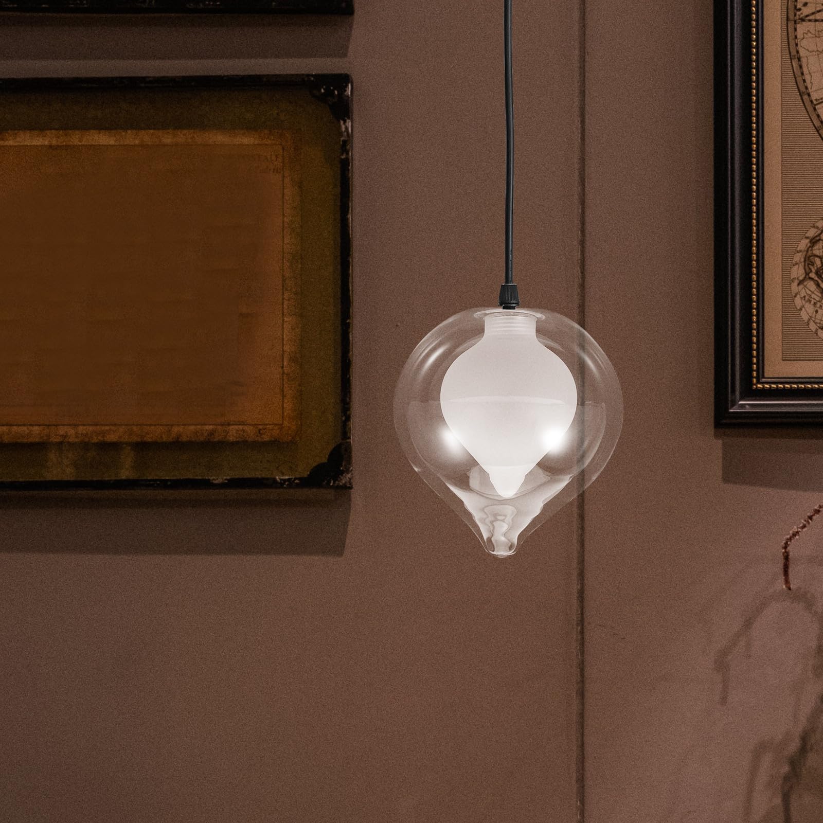 KOMBIUDA Klosz do lampy wiszącej z przezroczystego szkła - dwuwarstwowa osłona lampy G9 - abażur ścienny do żyrandola 2,2 cm/0,87 cala, otwór na podłogowe, poprawiający nastrój w jadalni, 4,72 x
