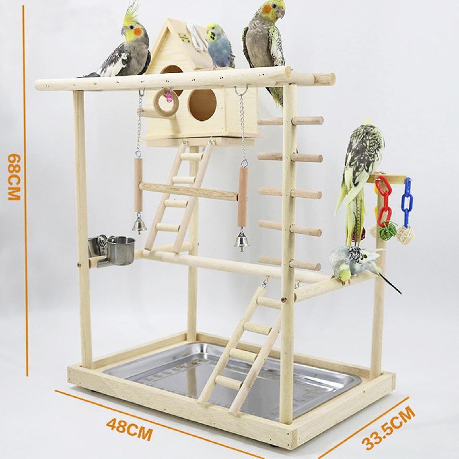 Puesto de Juego para Loros con Funciones interactivas y Tres Niveles para pájaros. Ofrece Juguetes para trepar y Actividades de Juego. Puesto de para pájaros. Juguete