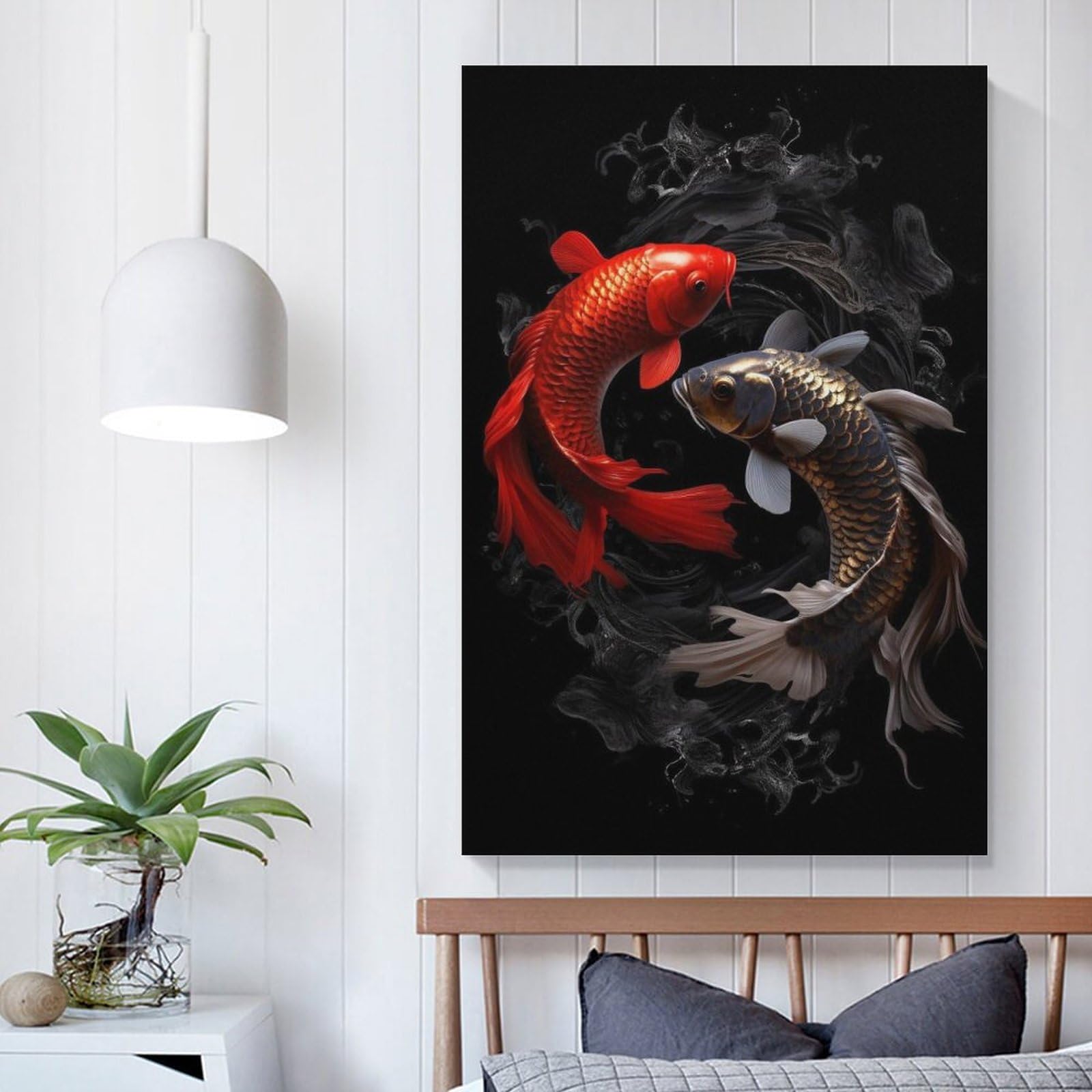 Amazon.co.jp: 絵画 赤と黒の鯉インテリア 絵画 絵画イラストアート