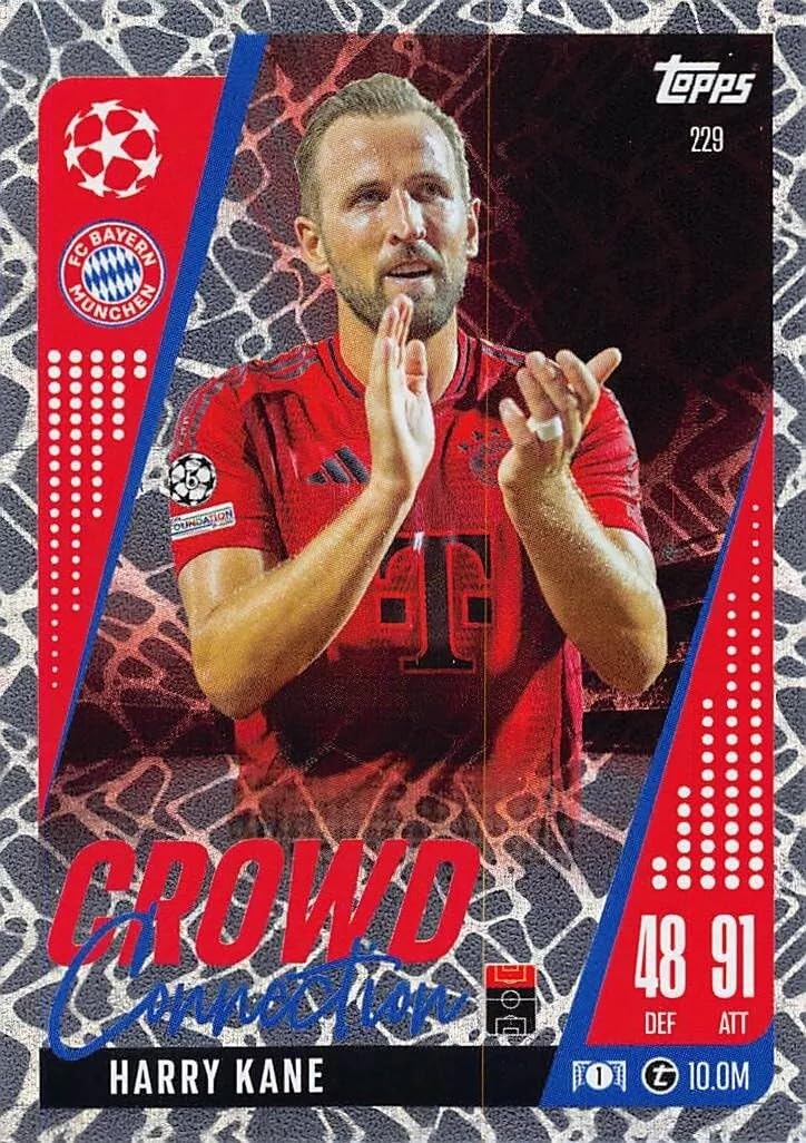 Match Attax Extra 2024 2025 Harry Kane Crowd Connection 229 Trading Card
