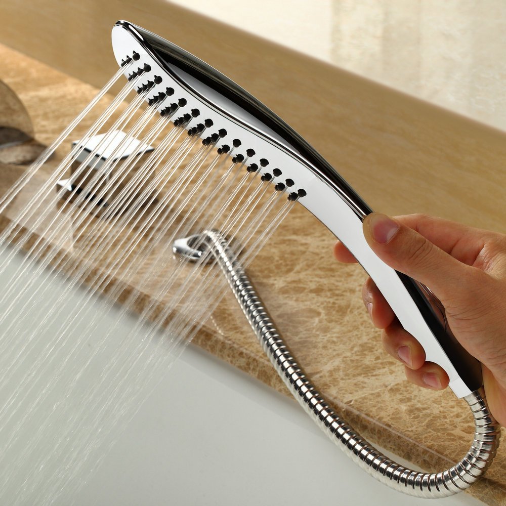 Conjunto para bañera de manguera para ducha de mano y grifo mezclador con efecto cascada y lluvia, cromado, 5 unidades