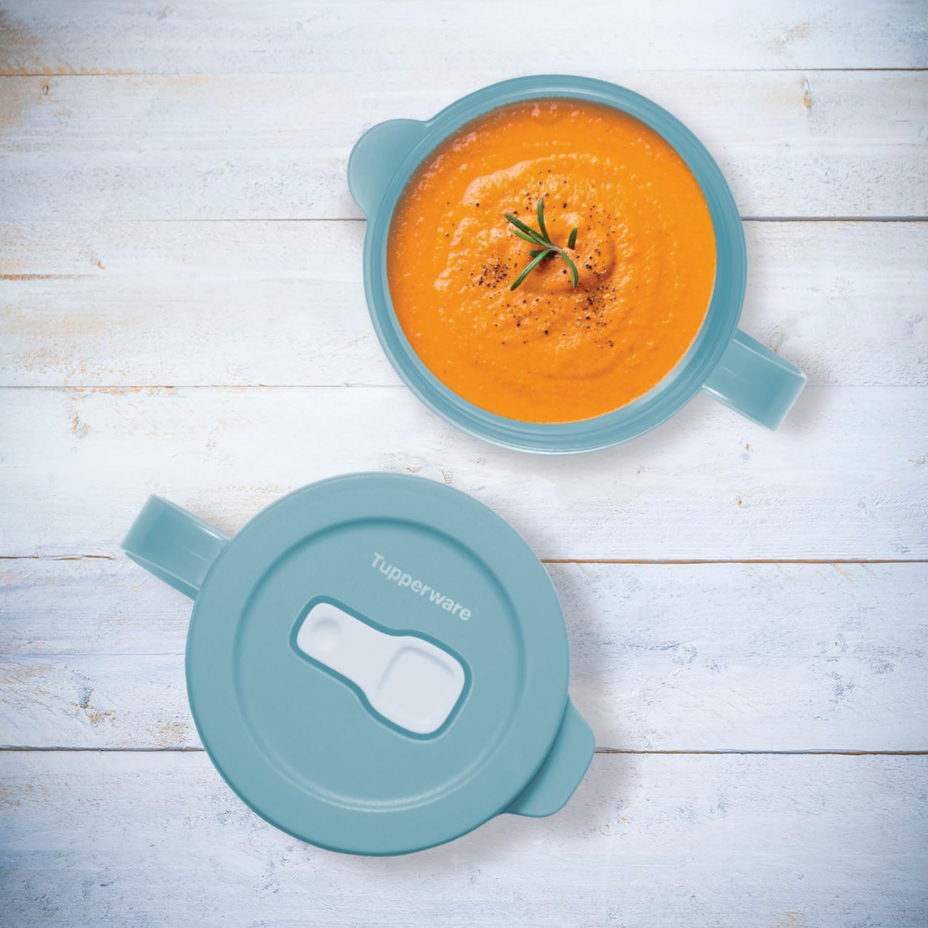 Tupperware Essentials Store, Serve & Go Tasse à soupe 520 ml – Portable et facile à transporter – Conservez, réchauffez et servez des soupes ou des boissons chaudes – Une excellente idée cadeau –