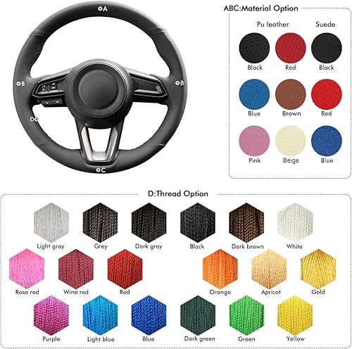 Miniatura 8 de MEWANT Funda de cuero de microfibra negra personalizada para Mazda 3 2017-2018  Mazda 6 2017-2018 CX-3 2018-2019 CX-5 2017-2019 CX-9 2016-2019 para