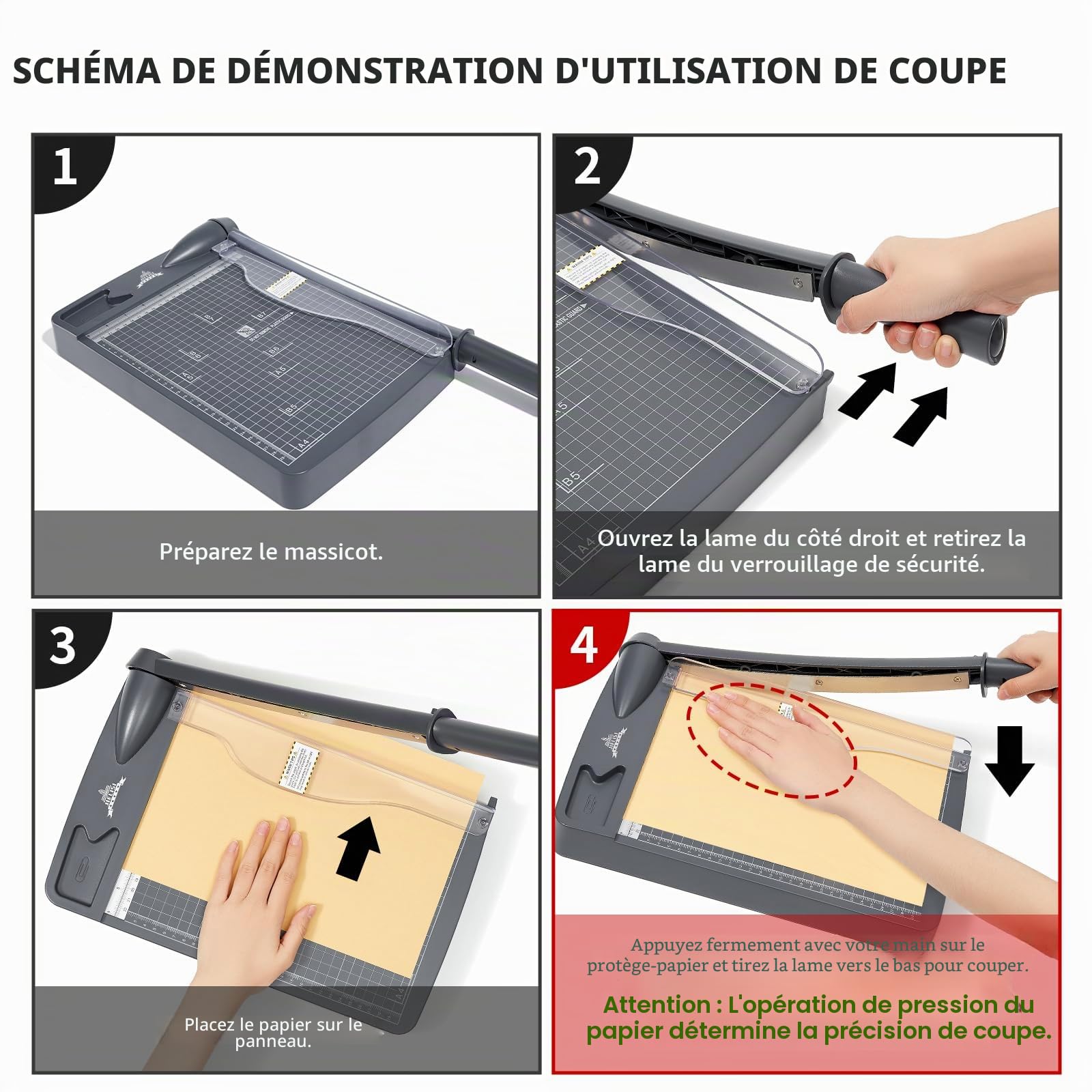 Massicot A4 12 Pouces Coupe Papier Guillotine avec Protection de Sécurité