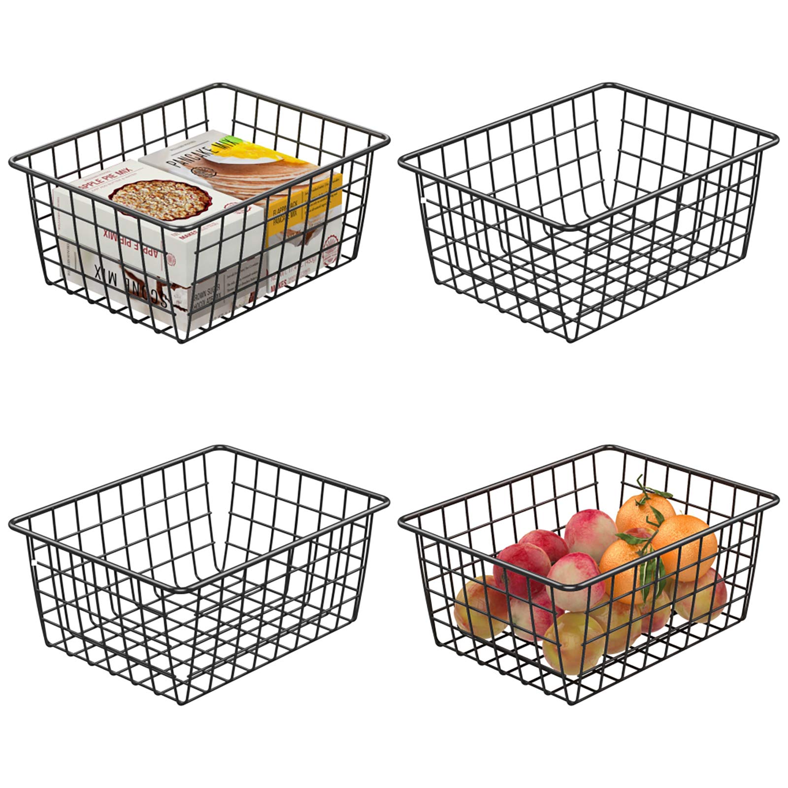 Black, Small Wire Baskets Bathroom Cambond 6 Pack Wire Storage Basket Durable Metal Basket