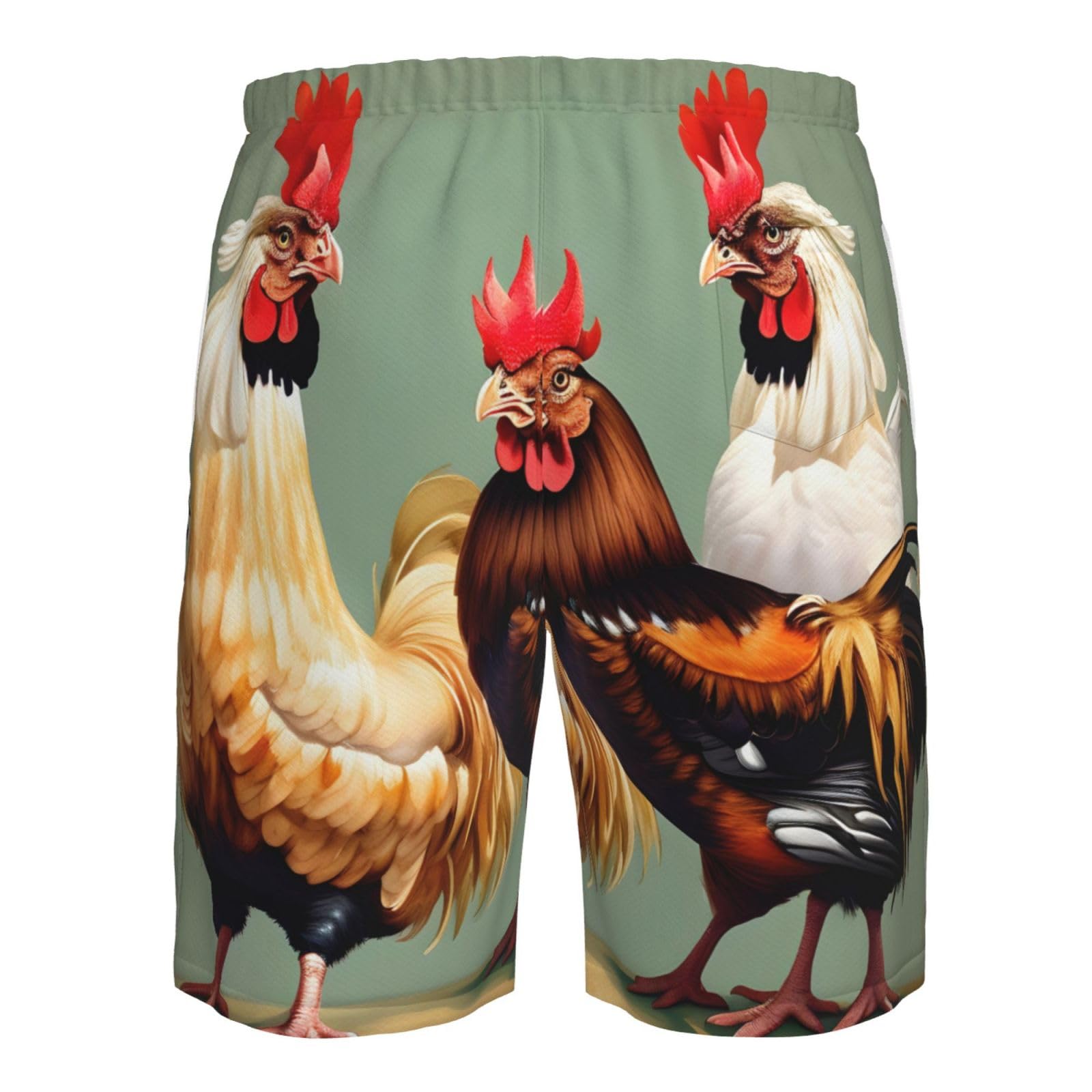 Short de plage décontracté imprimé coq et poulet, short d'été, short de bain pour homme, short de bain élégant pour homme