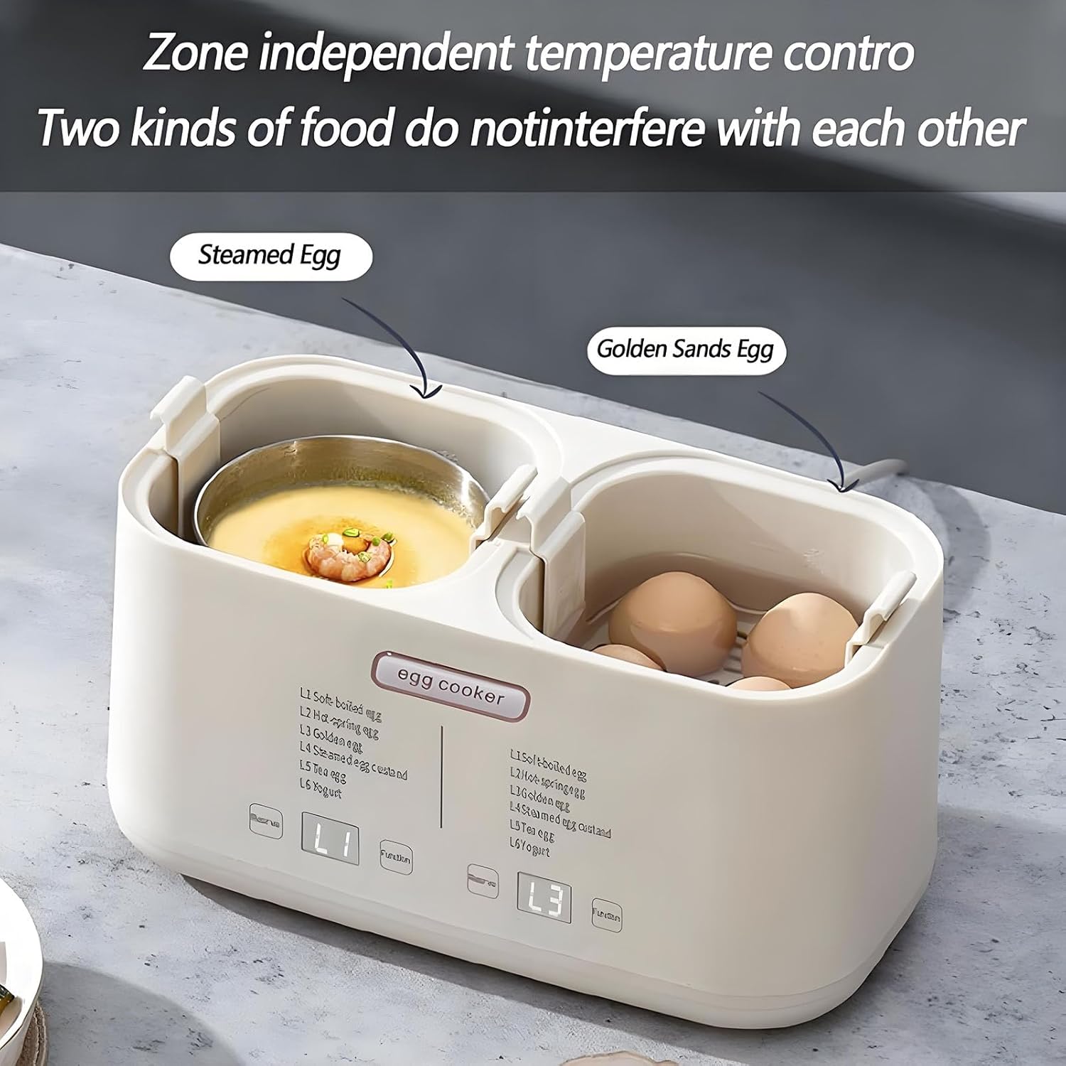 Smart Egg Boiler with Stainless Steel Bowl, Electric Poached Egg Maker, Dual Temperature Control, 6 Cooking Modes, 24-Hour Smart Reservation, for Home Use