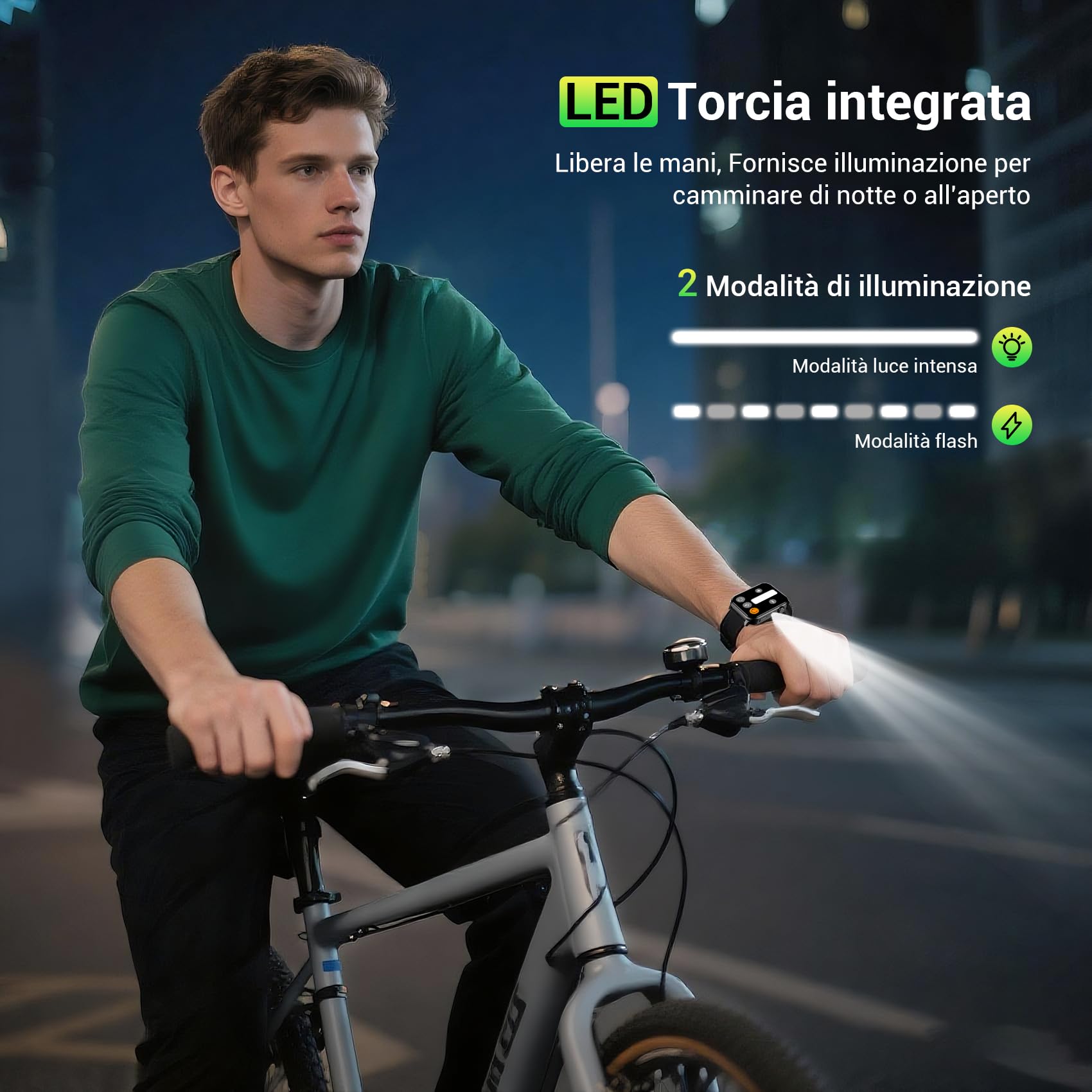 Baolubao Smartwatch Uomo Donna, 1.91" Orologio Smartwatch con LED Torcia, Effettua/Risposta Chiamate, Fitness Tracker con DIY Quadranti, Contapassi,Sonno, Smart Watch per Android iOS(2 Cinturini)