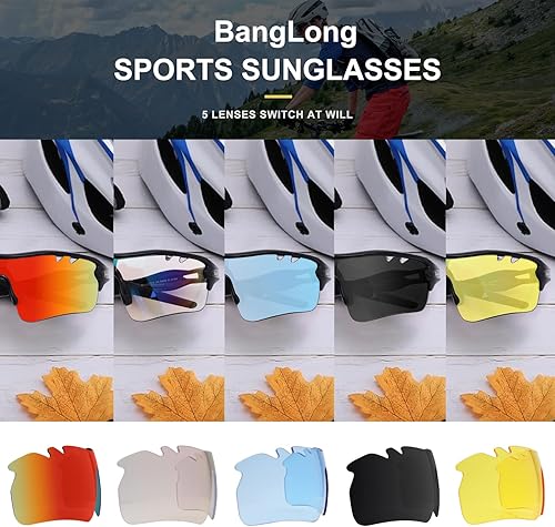 Miniatura 2 de Gafas de sol deportivas polarizadas para hombres y mujeres con 5 lentes intercambiables para correr, béisbol, golf, conducción