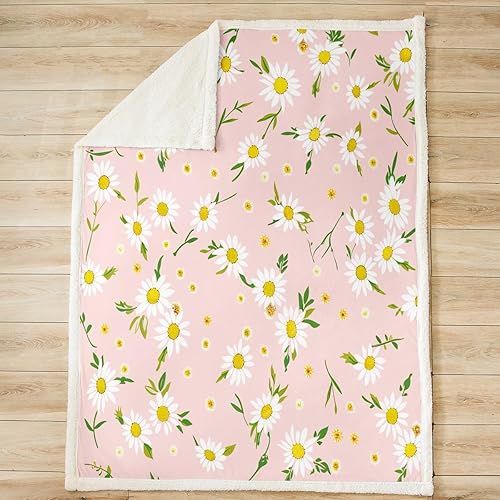 Miniatura 2 de Manfei Manta de margaritas, manta de flores amarillas y blancas para sofá, manta de cama de jardín botánico para niños y niñas, decoración de