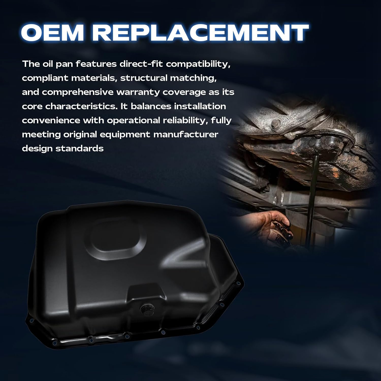 AUCERAMIC 264-410 OS30746 Engine Oil Pan with Gasket Compatible with 2002-2011 Honda Accord Civic Si CR-V Element for 2002-2006 Acura RSX 2.0L 2.4L L4 Replaces 11200RAAA00